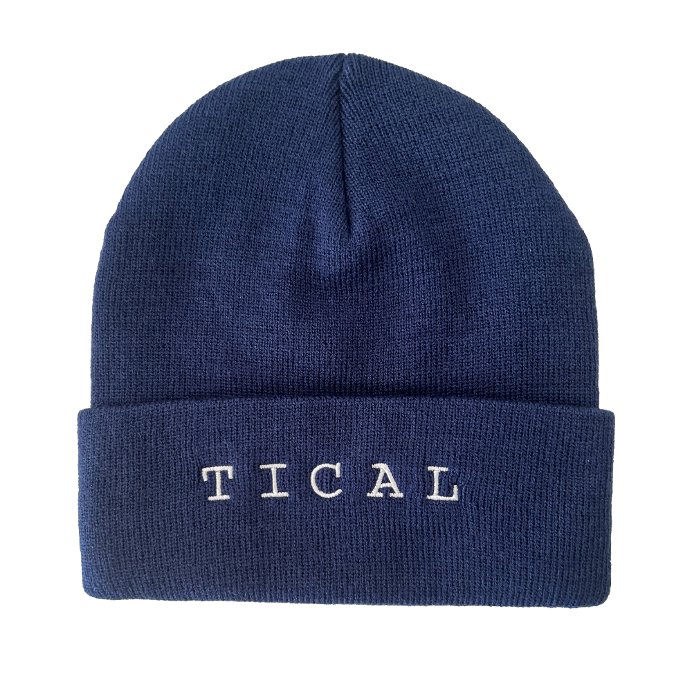 Mblem Knit Cuffed Beanie Navy and White