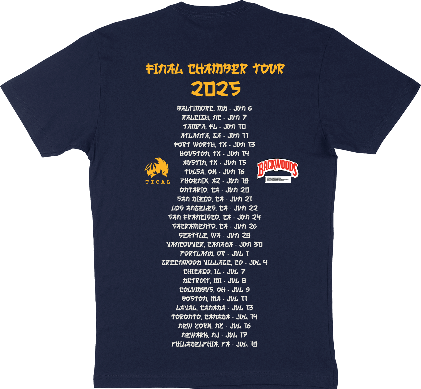 TICAL x Backwoods Tour Bus Limited Edition T Shirt Navy