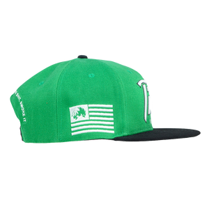 Green top snapback hat