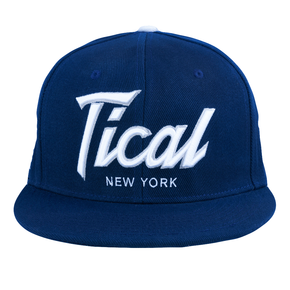 TICAL New York Snapback Hat Navy and White