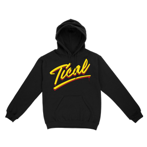 TICAL Hand Lettered Pullover Hoodie Black and Yellow