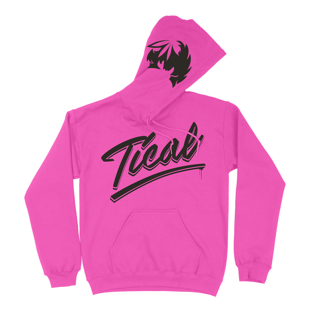 TICAL Hand Lettered Pullover Hoodie Hot Pink