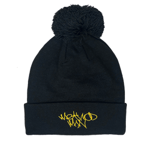 TICAL Block Knit Cuffed Beanie with Pom Black and Yellow